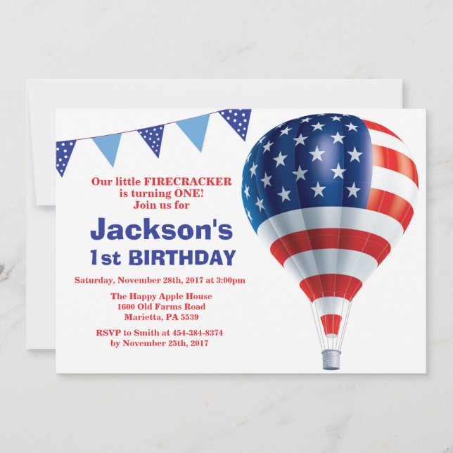 4th of July Birthday Invitation (Front)