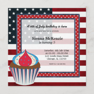 4th of July birthday Invitation