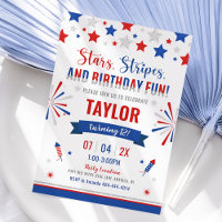 4th of July Birthday Invitation, Red White & Blue