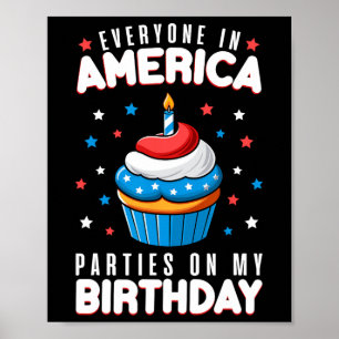 4th Of July Birthday Party Boy Girl Fourth Of July Poster