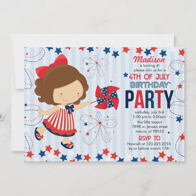 4th of July Birthday Party for Kids Invitation (Front)