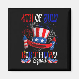 4th Of July Birthday Squad Us Flag Fireworks Patri Magnet