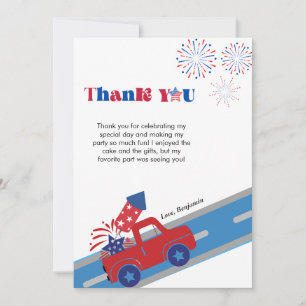 4th of july  birthday thank you card