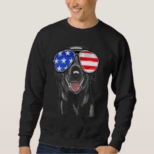 4th Of July Black Lab Dog American Flag Sunglasses Sweatshirt