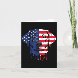 4th of July Black Labrador Dog AAAmerican Flag Card