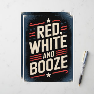 4th of July Booze Party Red White and Booze Custom Letterhead