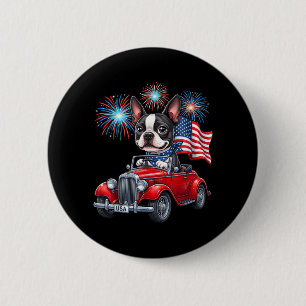 4th Of July Boston Terrier Dog Funny Patriotic Usa 6 Cm Round Badge