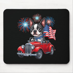 4th Of July Boston Terrier Dog Funny Patriotic Usa Mouse Pad