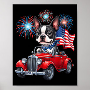 4th Of July Boston Terrier Dog Funny Patriotic Usa Poster