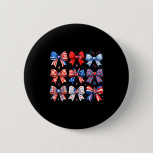 4th of july bow coquette red white blue usa 250th 6 cm round badge