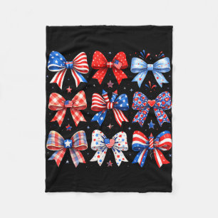 4th of july bow coquette red white blue usa 250th fleece blanket