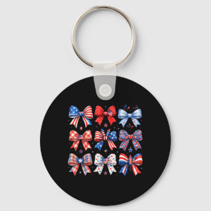 4th of July Bow Coquette Red White Blue USA 250th Key Ring