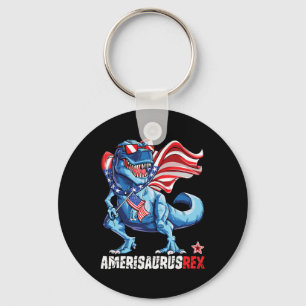 4th Of July Boys Girls Men Amerisaurus T Rex Funny Key Ring