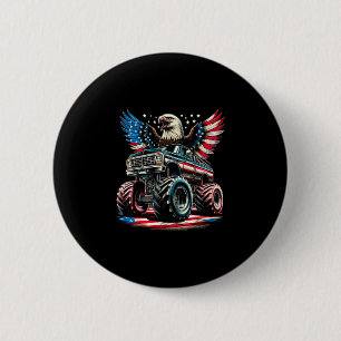 4th of july boys monster truck bald eagle american 6 cm round badge