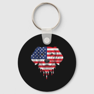 4th Of July Brittany Spaniel Dog Aaamerican Flag Key Ring