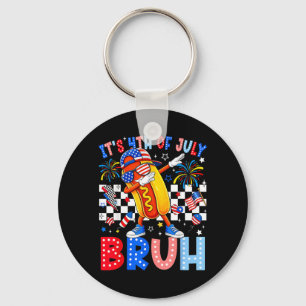 4th of July Bruh Hotdog Dabbing Patriotic Amerca Key Ring