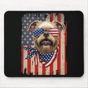 4th Of July Brussels Griffon Dog Aaamerican Flag Mouse Pad
