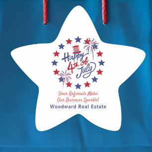 4th of July Business Sparkle Real Estate Referrals Star Sticker