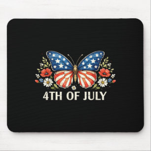 4th of July Butterfly Patriotic USA Flag Vintage Mouse Pad