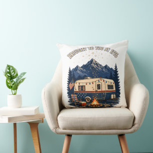 4th Of July Camping Trailer Mountains Cushion