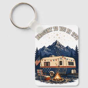 4th Of July Camping Trailer Mountains Key Ring