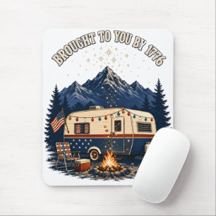 4th Of July Camping Trailer Mountains Mouse Pad