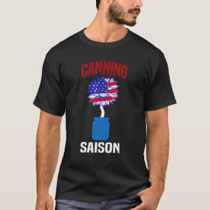 4th Of July Canning Saison Usa Sun Flower Jar Flag T-Shirt