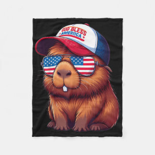 4th Of July Capybara – God Bless America Hat And P Fleece Blanket