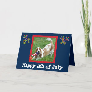 4th of July Card with Basset Hound and Rocket