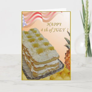 4th of july card with pineapple cake and recepe