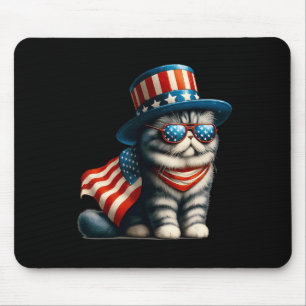 4th Of July Cat American Flag Cat Lover Meowica In Mouse Pad