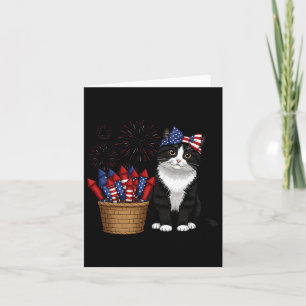 4th Of July Cat And Fireworks Design For Men Women Card