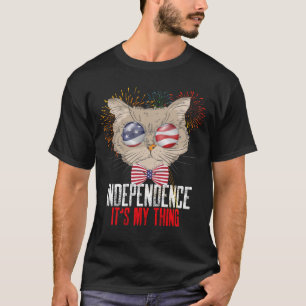 4th of July Cat and Funny Independence Day T-Shirt