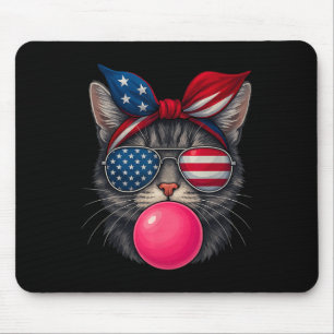 4th Of July Cat Bubblegum Patriotic Cat Sungles Ba Mouse Pad