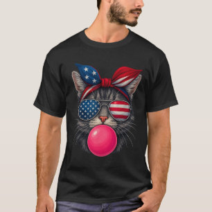4th Of July Cat Bubblegum Patriotic Cat Sungles Ba T-Shirt