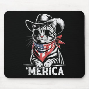 4th Of July Cat Cowboy Merica Kitten Patriot Boys Mouse Pad