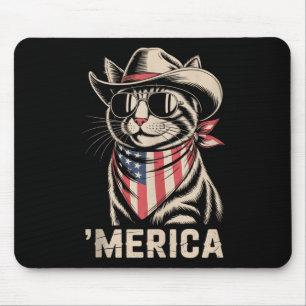4th Of July Cat Cowboy Merica Kitten Patriot Boys Mouse Pad
