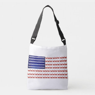 4th of July Cat Flag Red White and Blue Crossbody Bag