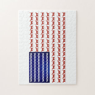 4th of July Cat Flag Red White and Blue Jigsaw Puzzle