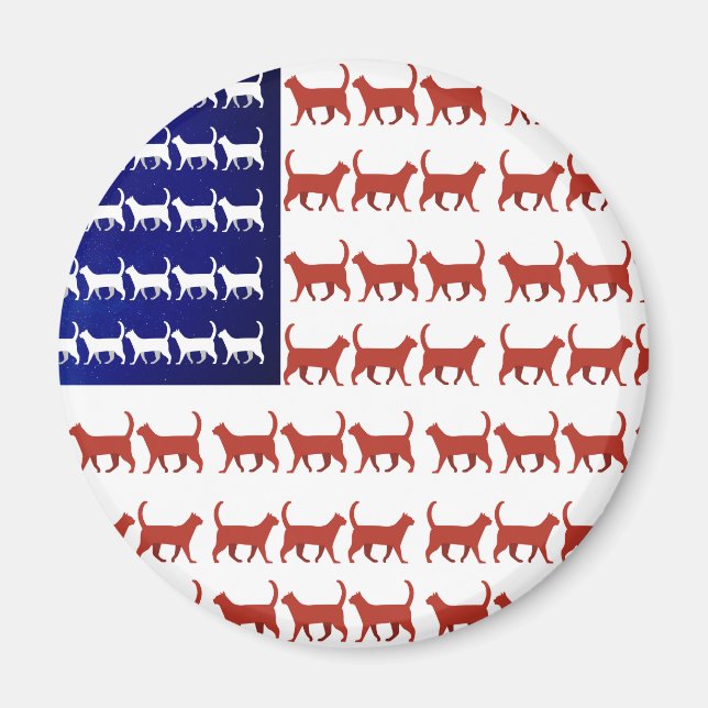 4th of July Cat Flag Red White and Blue  Magnet (Front)