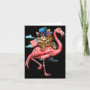 4th Of July Cat Flamingo Aamerican Flag Patriotic Card