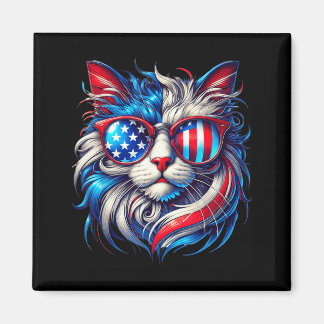 4th of July Cat Lover USA Patriotic Funny Men Boys Magnet