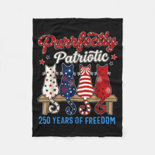 4th Of July Cat Lovers Purrfectly Patriotic 250 Fleece Blanket