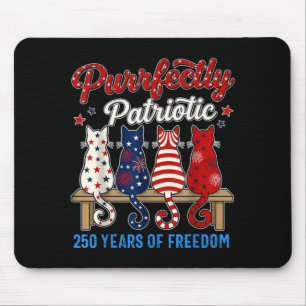 4th Of July Cat Lovers Purrfectly Patriotic 250 Mouse Pad