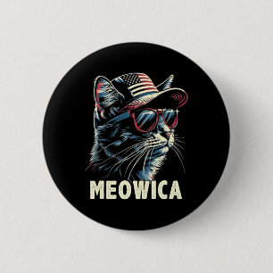 4th Of July Cat Meowica Cat Lover Usa America 6 Cm Round Badge