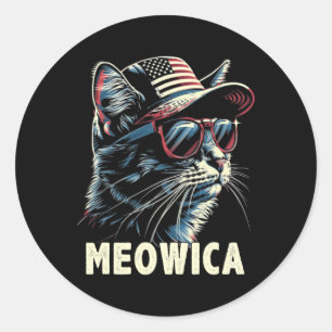4th Of July Cat Meowica Cat Lover Usa America  Classic Round Sticker