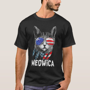 4th Of July Cat Meowica Merica Kitty American Flag T-Shirt