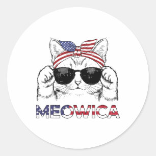 4th Of July Cat Meowica Usa Bandanna Patriot Girls Classic Round Sticker