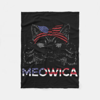 4th Of July Cat Meowica Usa Bandanna Patriot Girls Fleece Blanket