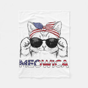 4th Of July Cat Meowica Usa Bandanna Patriot Girls Fleece Blanket